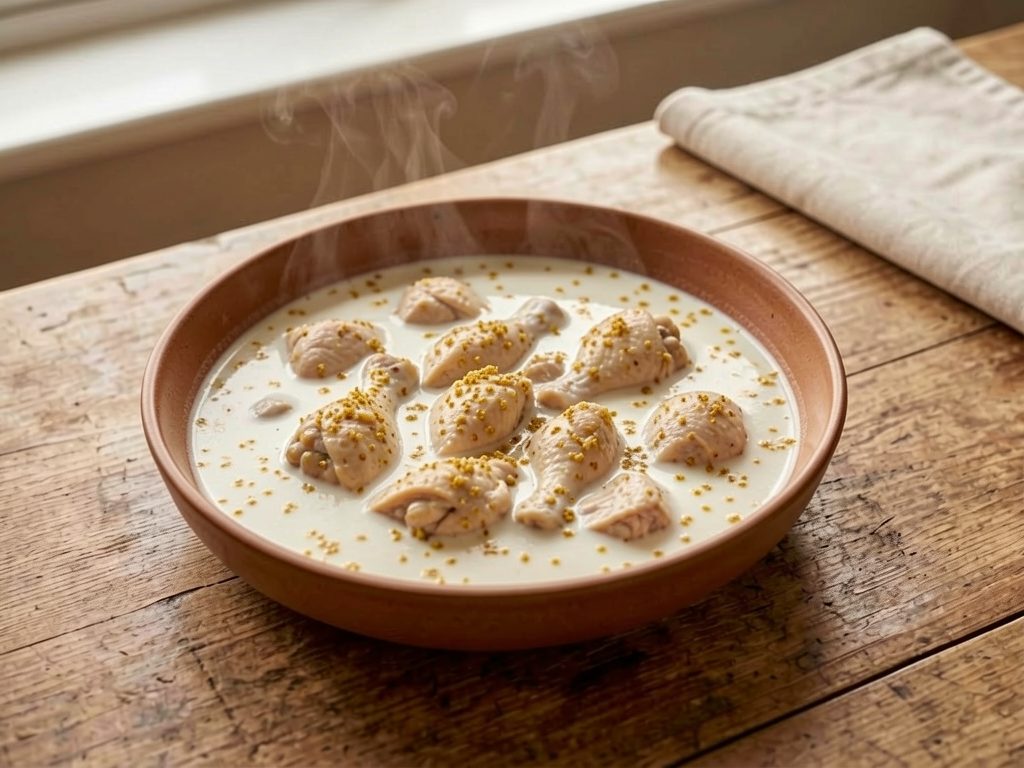 دجاج بصلصة لبنية بالمسطكة