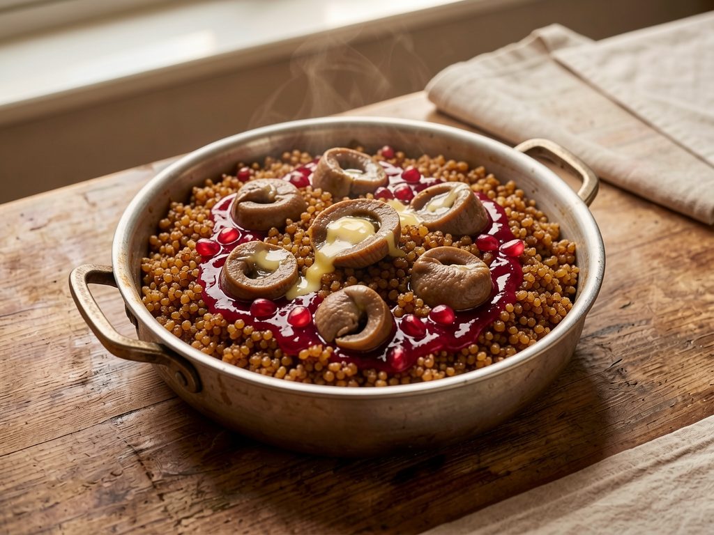 فريك بالعوانص (فريك مطبوخ بالحوصلات)