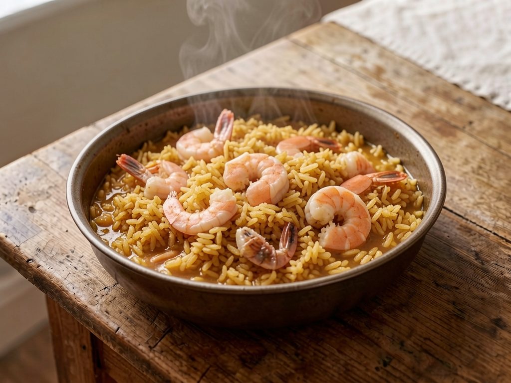 أرز بصلصة الجمبري