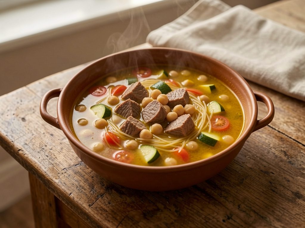 شوربة خليجية بلحم الضأن والحمص والشعرية (تشوربة)