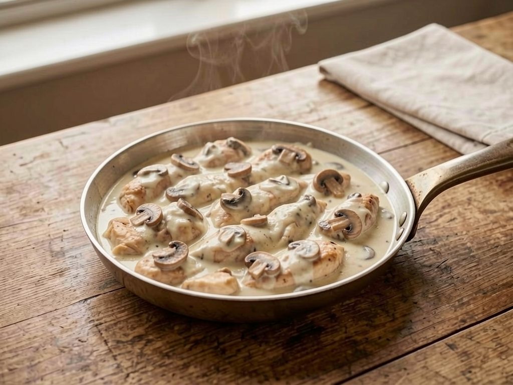 بيكاتا الفراخ بصوص المشروم والكريمة