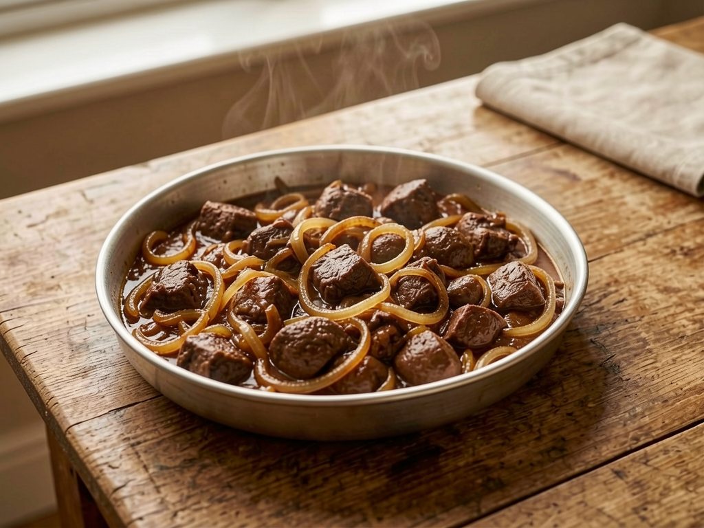 طاجن الكبدة والبصل المكرمل