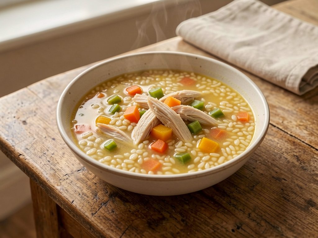 شوربة لسان العصفور بالخضار والفراخ