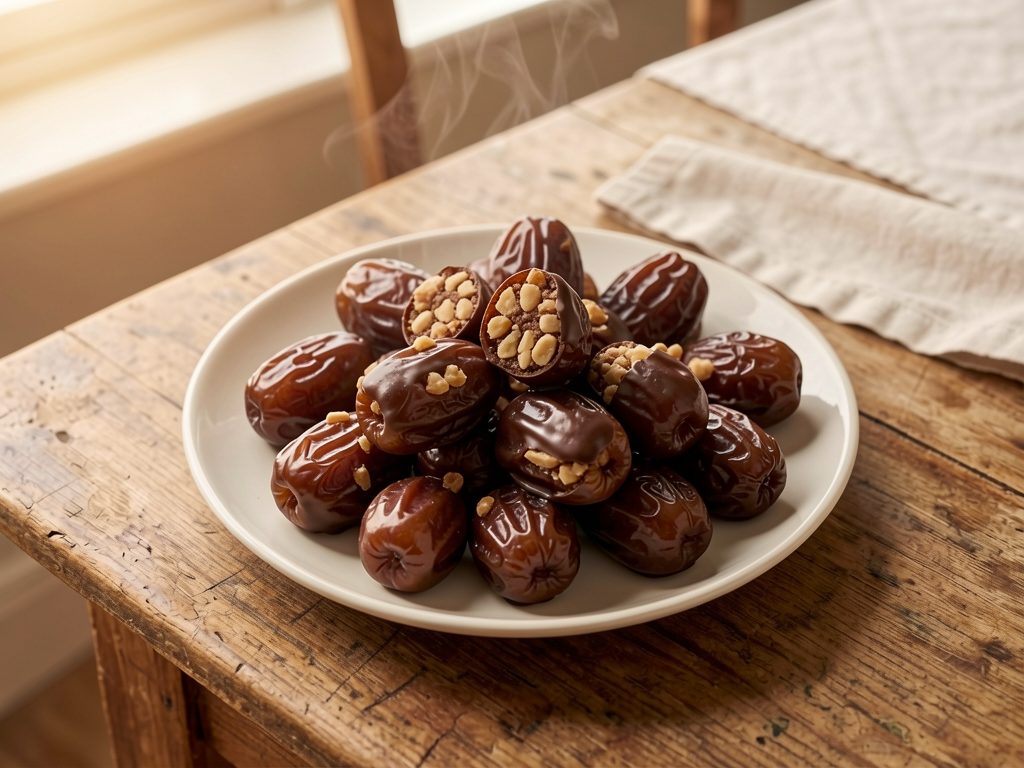 ديت بوبس (بلح محشي بالمكسرات ومتغطي بالشوكولاتة)