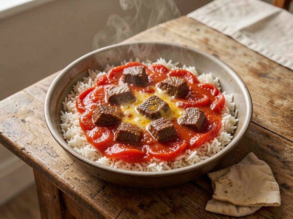 الطماطم المطبوخة باللحم والأرز