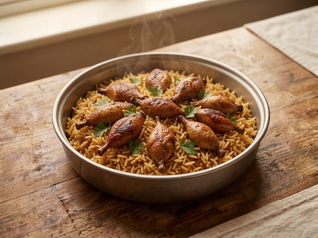 الأرز بالحمام أو بالسمان