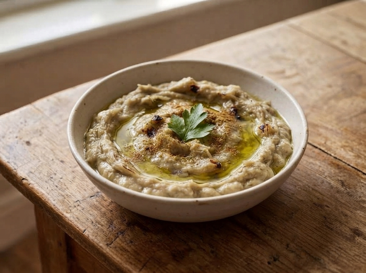سلطة بابا غنوج بالباذنجان المشوي