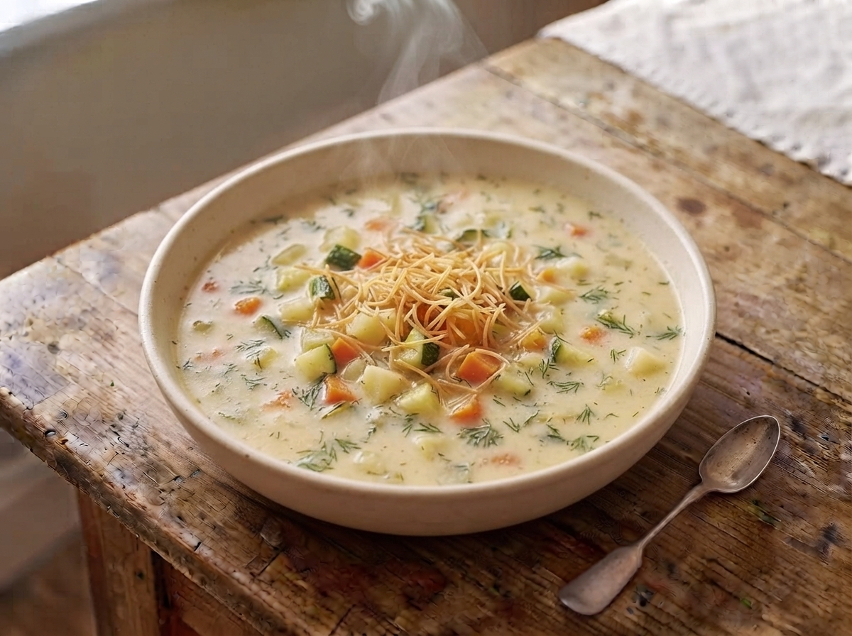 شوربة الخضار (الصحية / باللبن والشبت)