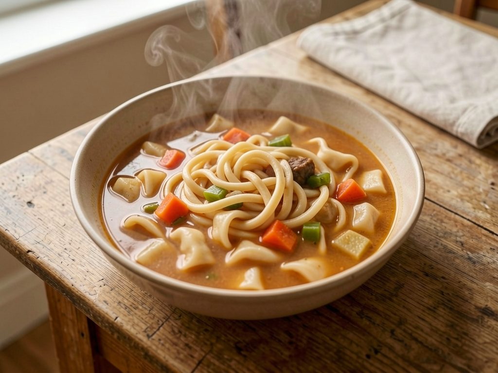 سوبي (الشوربة الكورية بالمعكرونة اليدوية)