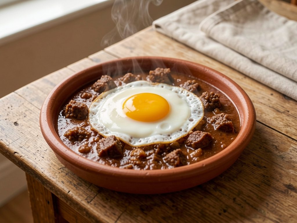 ماتشاكادو بالبيض (بيض مخفوق مع لحم بقري مفتت)