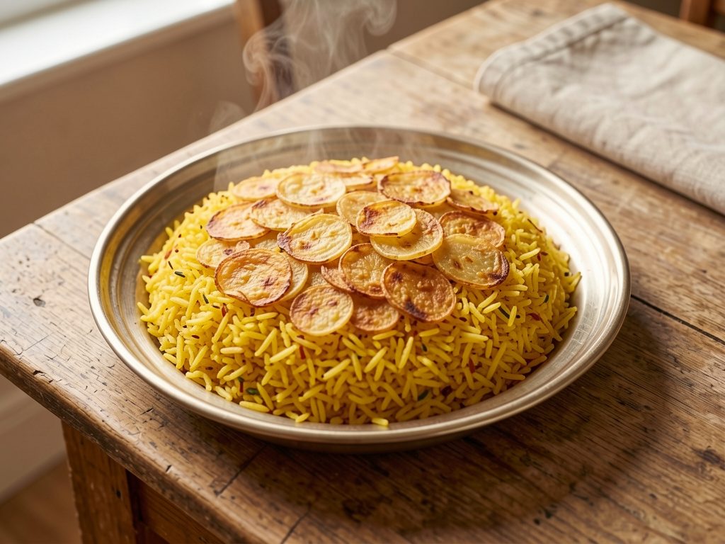 البرغل الأذري بالزعفران والبطاطس